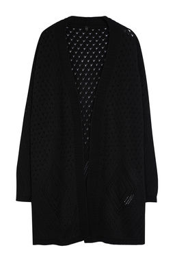 Siyah Genis Kal?p Midi Ajurlu/Delikli Triko H?rka TWOAW24HI00331