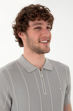 Erkek Slim Fit Polo Yaka A__k Gri Ti__rt - U.s. polo assn фото 2