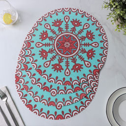 Набор салфеток сервировочных Доляна Колли, d=38 см, 4 шт, цвет бирюзовый  фото 13