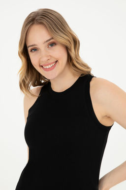 Женская черная базовая футболка без рукавов с круглым вырезом Неожиданная скидка в корзине - U.s. polo assn фото 2