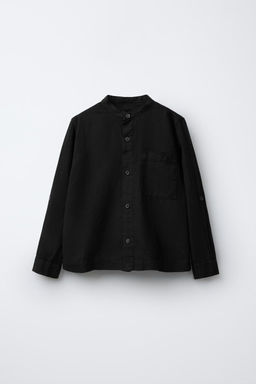 LINEN SHIRT WITH STAND COLLAR - Zara фото 8
