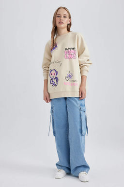Толстый толстый свитшот Cool Oversize с круглым вырезом - Defacto фото 2
