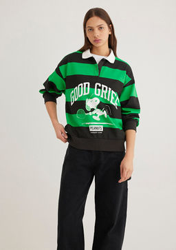 Peanuts Bask?l? Siyah Sweatshirt - Mavi фото 3