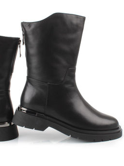 Z4228M BLACK Полусапоги зимние женские (натуральная кожа, натуральный мех) - Фабричный китай фото 14