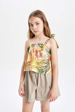 Блузка на одно плечо с узором для девочки - Defacto фото 4