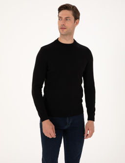 Siyah Slim Fit _eyrek Yaka Basic Triko Kazak - Pierre cardin фото 3