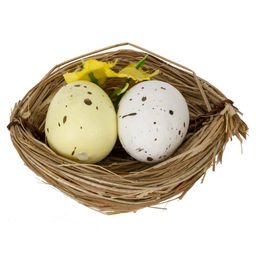 Набор из 6-ти изделий декоративных "Гнездо пасхальное" (6*4,5*2), L18 W12 H3 см