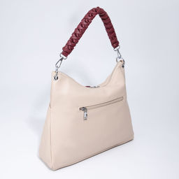 Сумка-мешок, отдел на молнии, 3 наружных кармана, длинный ремень, цвет бежевый/бордовый - Simaland фото 2