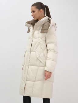 Пальто зимнее Visdeer 7709B женское утепленное 240 г/м² бежевое  фото 9
