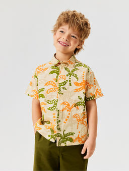 ACOOLA / Сорочка верхняя детская для мальчиков Bario бежевый принт