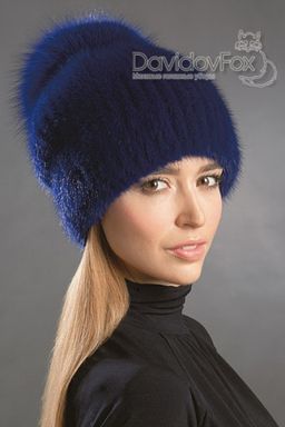 Шапка Буратино норка индиго