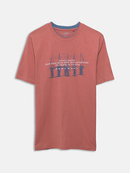 Bisiklet Yaka K?sa Kollu Bask?l? Penye Erkek Ti??rt