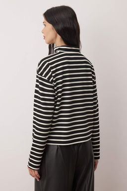 Mavi Cizgili Gizli Fermuarl? Oversize/Genis Kal?p Ince Orme Sweatshirt TWOAW26SW00242 - Trendyolmilla фото 8