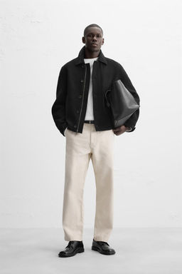 STRAIGHT-LEG TWILL TROUSERS