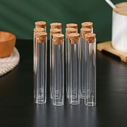 Колба стеклянная для заваривания с пробкой из бамбука «Алхимия», 2×12 см, набор, 12 шт.