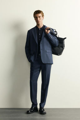 PANTAL?N REGULAR FIT TRAJE CUADROS / Marino oscuro