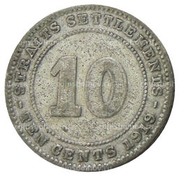 10 центов 1919 года Стрейтс Сетлментс