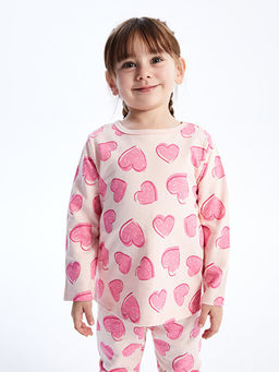 Bisiklet Yaka Bask?l? K?z Bebek Pijama Tak?m?