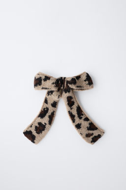 ANIMAL PRINT KNITTED BOW SCRUNCHIE - Zara фото 4