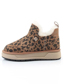04-PAJW01-5Z BROWN/LEOPARD Ботинки зимние женские (натуральная замша, 100% шерсть, натуральный мех)