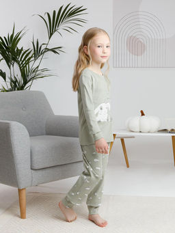 К 1541/шалфей,белые зайчики пижама дет