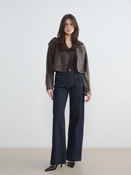 Y?ksek Bel Wideleg Kad?n Jean Pantolon