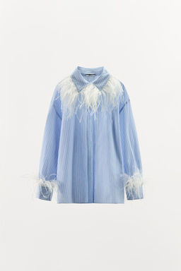 STRIPED FEATHER SHIRT - Zara фото 6