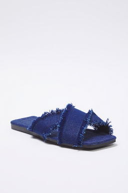 Trendyol Shoes Ekru Puskul Detayl? Denim Capraz Bantl? Kad?n Terlik TAKSS25TE00043 - Trendyolmilla фото 2