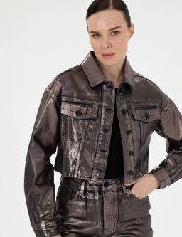 Antrasit Crop Top Jean Ceket - Pierre cardin фото 3
