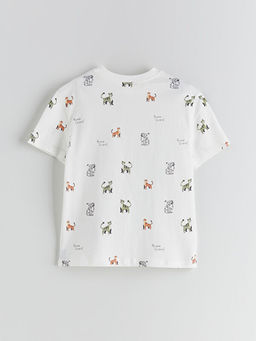 Bisiklet Yaka Bask?l? Erkek ?ocuk Ti??rt