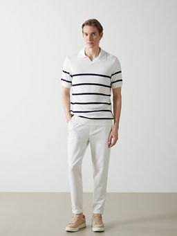 Polo Yaka K?sa Kollu ?izgili Erkek Triko Kazak