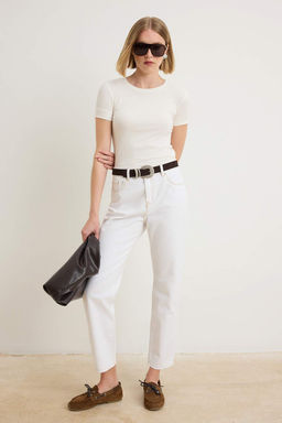 Beyaz Yuksek Bel Mom Jeans TWOSS26JE00358 - Trendyolmilla фото 2