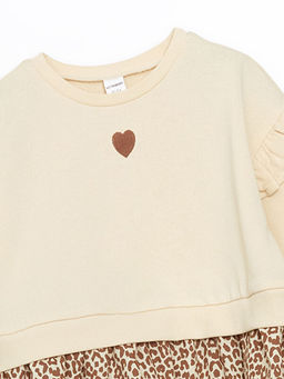 Bisiklet Yaka Leopar Desenli K?z ?ocuk Elbise