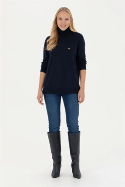 Женский темно-синий базовый свитер - U.s. polo assn фото 4