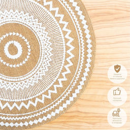 Цена за 12 шт. Салфетка сервировочная на стол Доляна Африка, d=38 см, цвет белый  фото 4