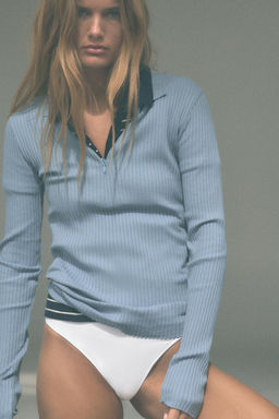 RIBBED POLO NECK T-SHIRT - Zara фото 2