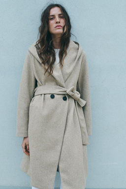 SOFT HOODED BELTED COAT - Zara фото 8