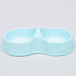 Цена за 2 шт. Миска двойная Мур-мяу 22.5 см × 13 см × 6 см, 0.2 л, голубой