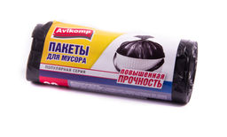 Avikomp пакеты для мусора, 30л*20шт, повыш.прочности, в Рулоне (черные) 9мкм