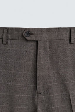 PANTAL?N TRAJE CUADROS 100% LANA / Marr?n - Zara фото 7