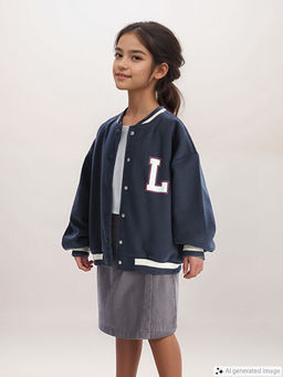 Bask?l? Uzun Kollu K?z ?ocuk Kolej Ceket - Waikiki фото 5