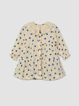 Bebe Yaka ?i?ek Desenli K?z Bebek Elbise