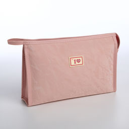 Косметичка на молнии, треугольная, средняя I love, розовая