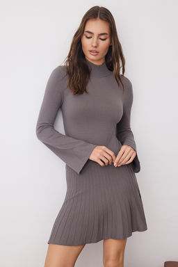 Limited Edition Antrasit Premium Iplik/Ozel Iplik K?sa / Mini Triko Elbise TWOAW26EL00104 - Trendyolmilla фото 3