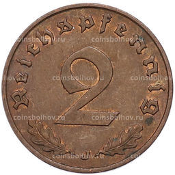 Монета 2 рейхспфеннига 1939 года J Германия