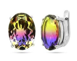 Серьги из серебра аметрин выращ., Ю-200М40