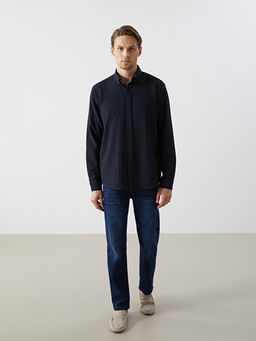 Slim Fit Uzun Kollu ?izgili Arm?rl? Erkek G?mlek