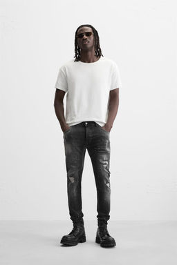 RIPPED SKINNY JEANS WITH PAINT SPLATTER - Zara фото 10
