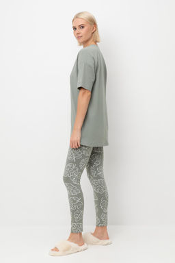 Е 20099/24/зеленый чай,тропические листья пижама жен