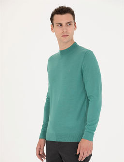 Mint Regular Fit Bato Yaka Y_n Kar___ml_ Basic Triko Kazak